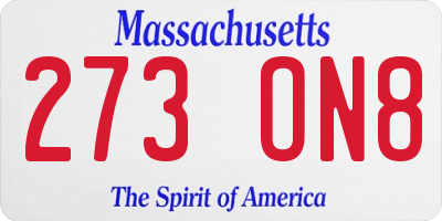 MA license plate 273ON8