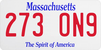 MA license plate 273ON9