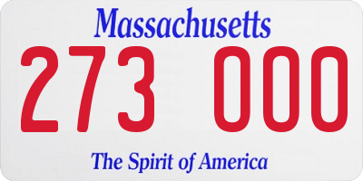 MA license plate 273OO0