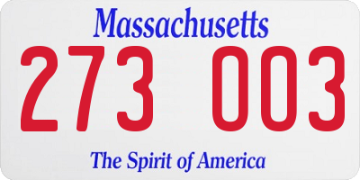 MA license plate 273OO3