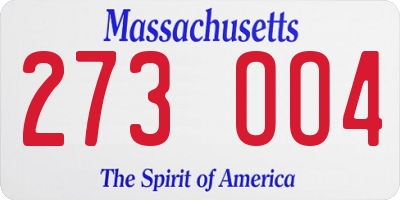 MA license plate 273OO4