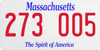 MA license plate 273OO5