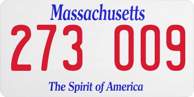 MA license plate 273OO9