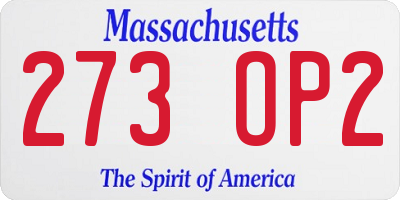 MA license plate 273OP2