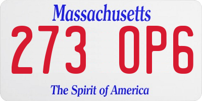 MA license plate 273OP6