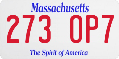 MA license plate 273OP7