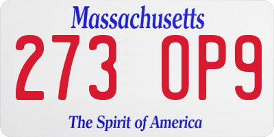 MA license plate 273OP9