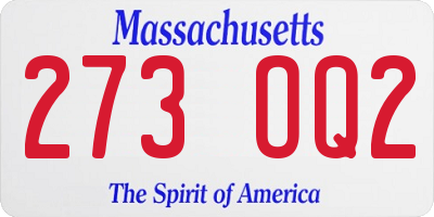 MA license plate 273OQ2