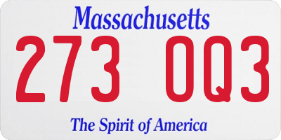 MA license plate 273OQ3