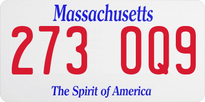 MA license plate 273OQ9