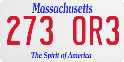 MA license plate 273OR3