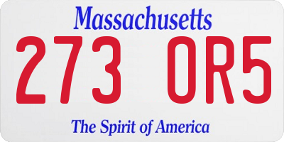 MA license plate 273OR5