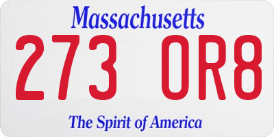 MA license plate 273OR8