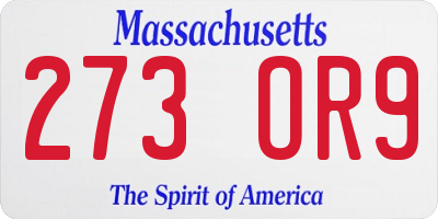 MA license plate 273OR9