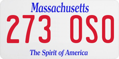MA license plate 273OS0