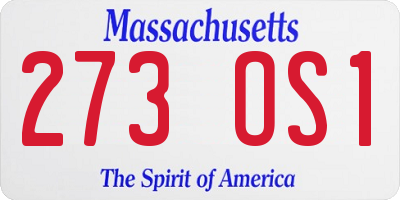 MA license plate 273OS1