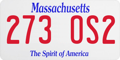 MA license plate 273OS2