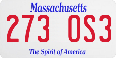 MA license plate 273OS3