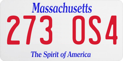 MA license plate 273OS4