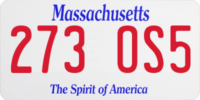 MA license plate 273OS5