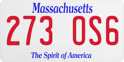 MA license plate 273OS6