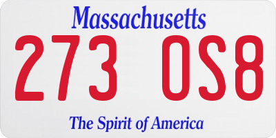 MA license plate 273OS8