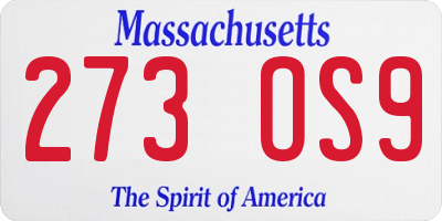 MA license plate 273OS9