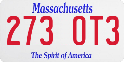 MA license plate 273OT3