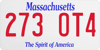 MA license plate 273OT4