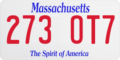 MA license plate 273OT7