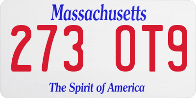 MA license plate 273OT9