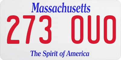 MA license plate 273OU0