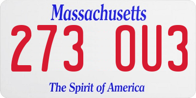 MA license plate 273OU3