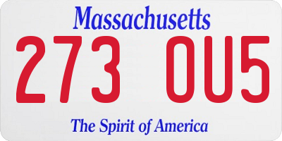 MA license plate 273OU5