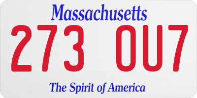 MA license plate 273OU7