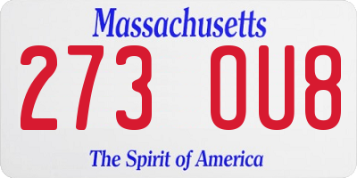 MA license plate 273OU8