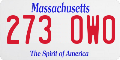 MA license plate 273OW0