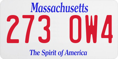 MA license plate 273OW4