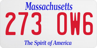 MA license plate 273OW6