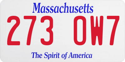 MA license plate 273OW7