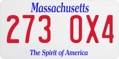 MA license plate 273OX4