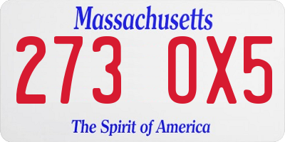 MA license plate 273OX5