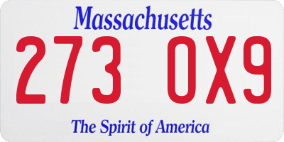MA license plate 273OX9