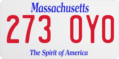 MA license plate 273OY0