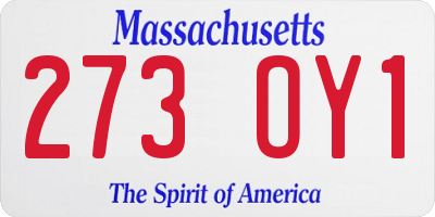 MA license plate 273OY1