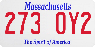 MA license plate 273OY2