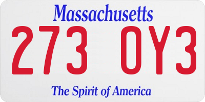MA license plate 273OY3