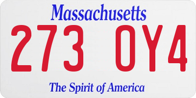 MA license plate 273OY4