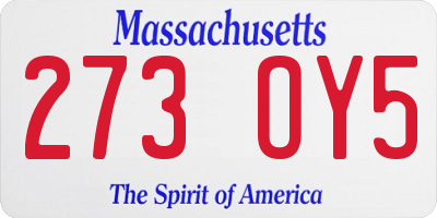 MA license plate 273OY5