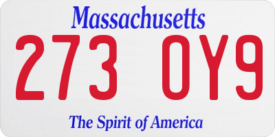 MA license plate 273OY9